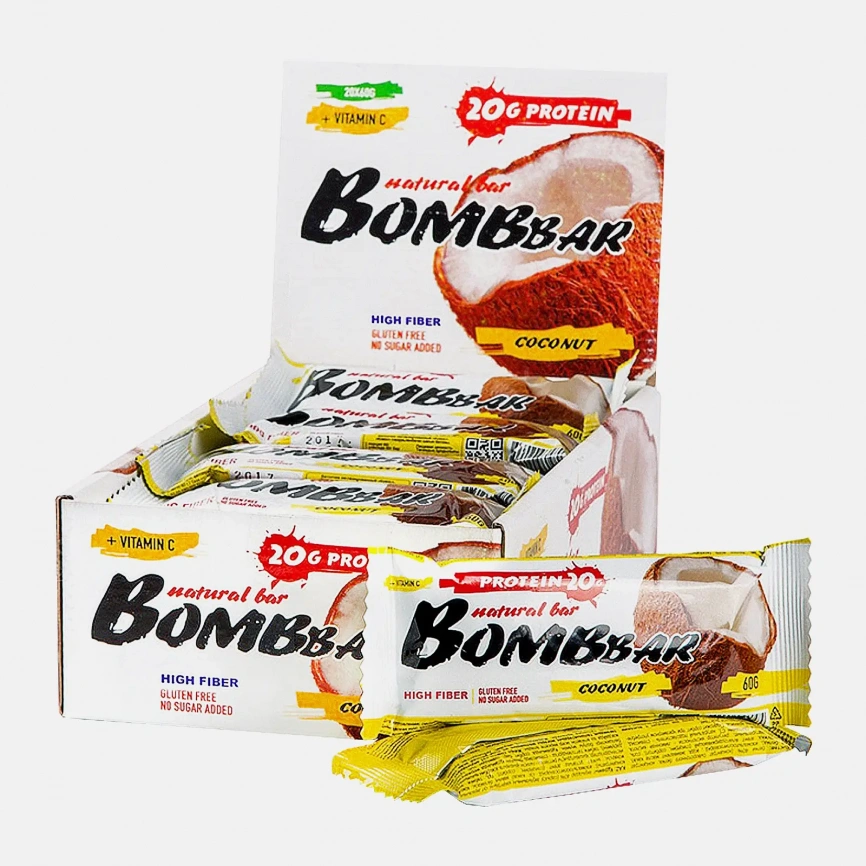 Батончик протеиновый Кокос Bombbar 60г фото 2