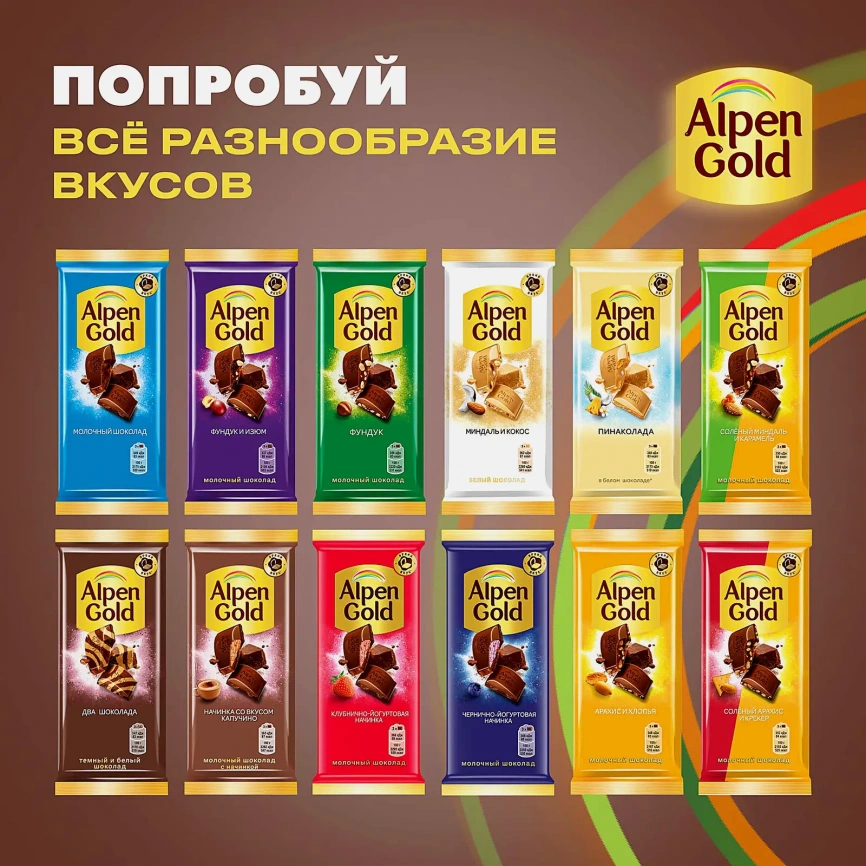 Шоколад Alpen Gold Два шоколада темный и белый 80г фото 8