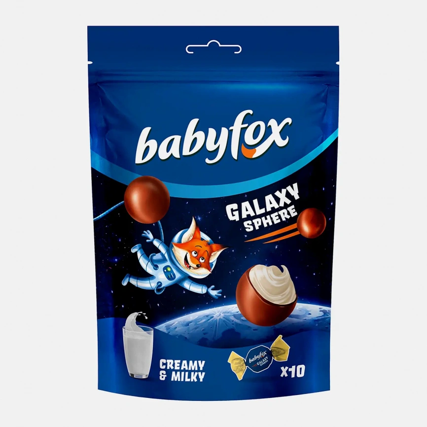 Конфеты Galaxy Sphere шоколадные с молочной начинкой Babyfox 130г фото 1