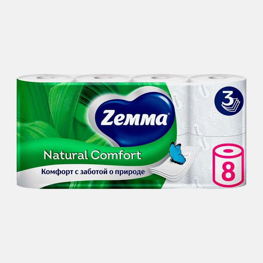 Туалетная бумага Natural Comfort Zemma 8 рулонов 3 слоя фото 1
