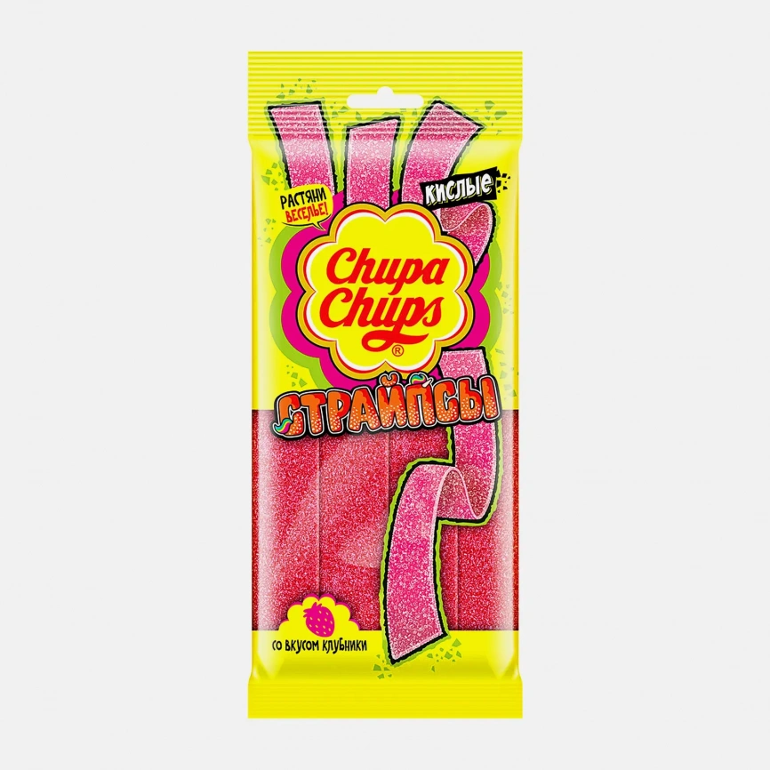 Мармелад Cтрайпсы со вкусом клубники Chupa Chups 120г фото 1