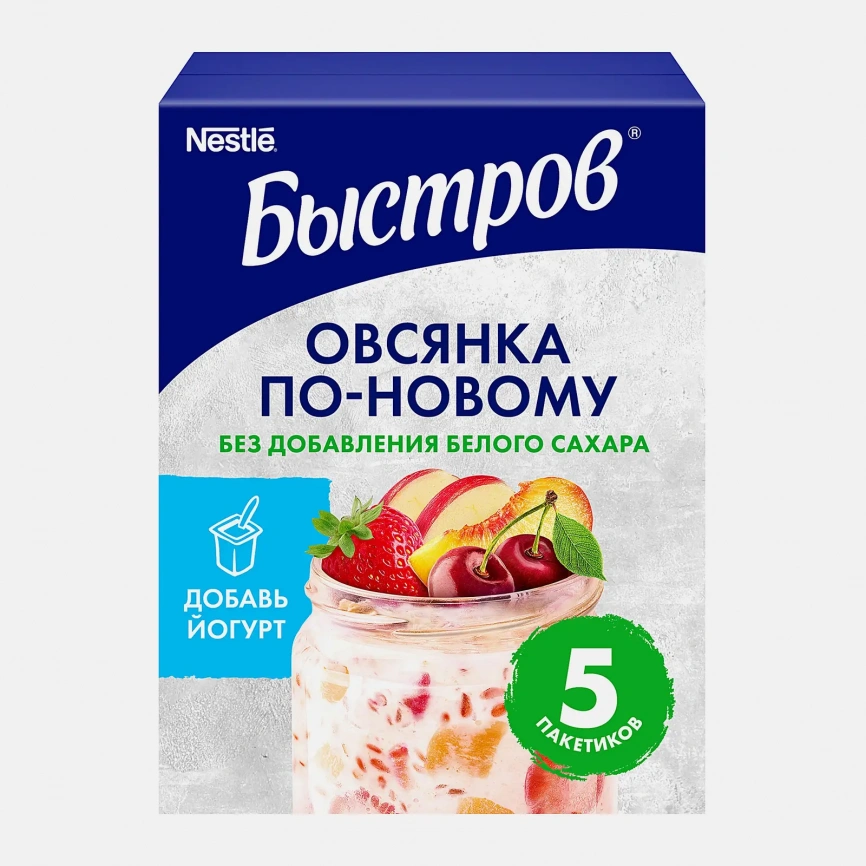 Каша овсяная Быстров клубника персик яблоко вишня и семена льна 175г фото 1
