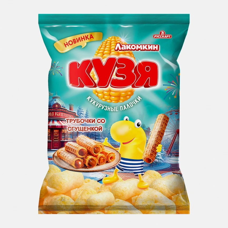 Кукурузные палочки со вкусом трубочек со сгущёнкой Кузя Лакомкин 100г фото 1
