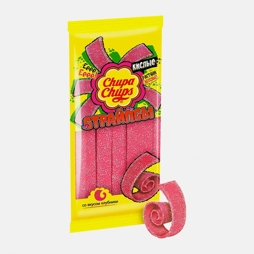 Мармелад Cтрайпсы со вкусом клубники Chupa Chups 120г фото 2