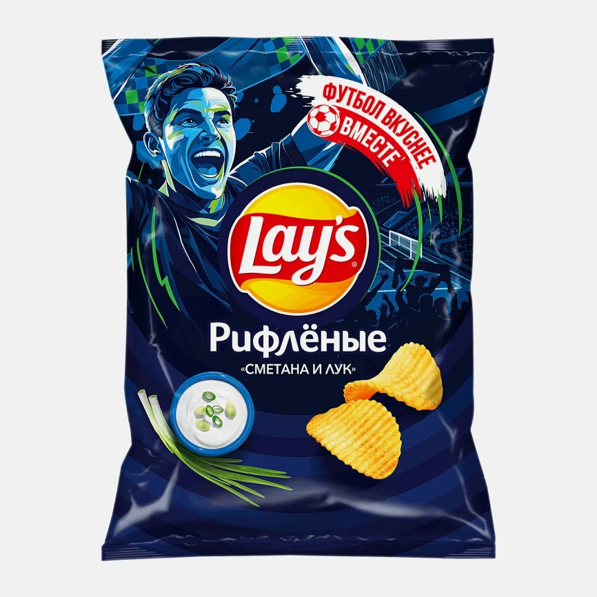 Чипсы Lays Рифлёные Сметана и лук 140г фото 1