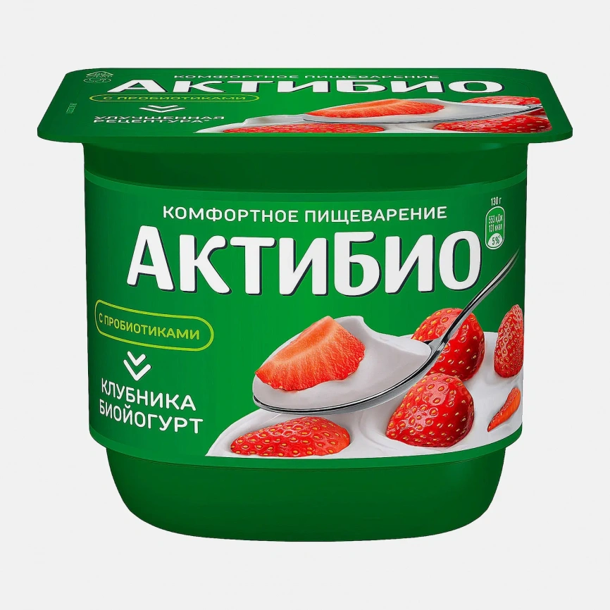 Биойогурт Актибио клубника 2.9% 130г фото 1