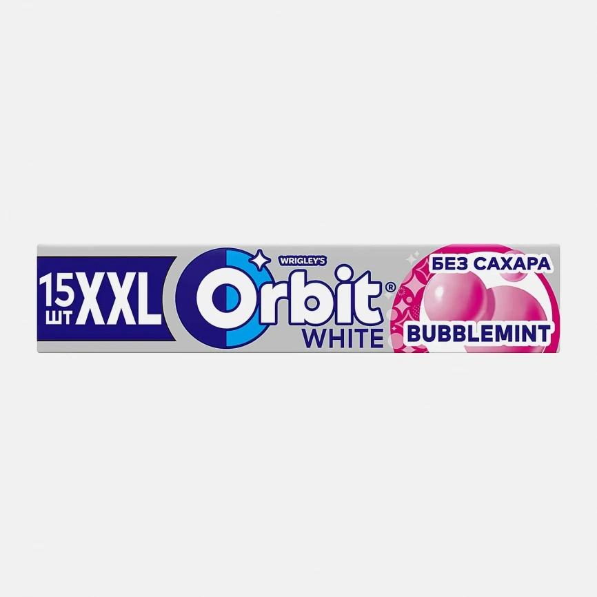 Жевательная резинка Orbit White XXL Bubblemint без сахара 20.4г фото 1
