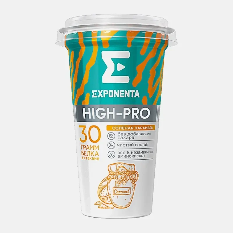 Напиток кисломолочный High-Pro соленая карамель высокобелковый Exponenta 0% 250г фото 1