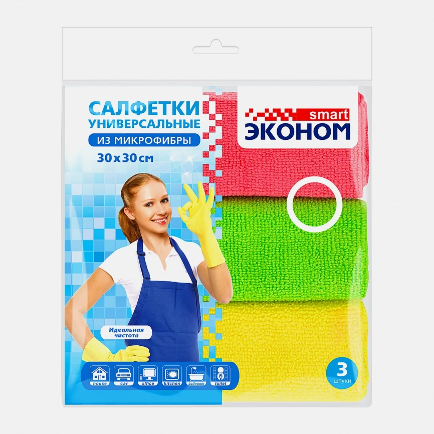 Салфетка из микрофибры Авангард 30*30см 200гквм 3шт фото 1