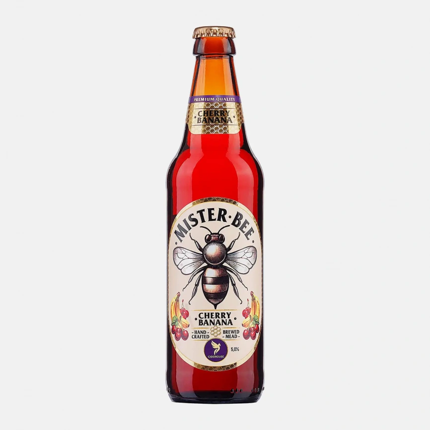 Медовуха Пчеловуха Вишня-банан фильтрованная непастеризованная Мister Bee 5% 450мл фото 1