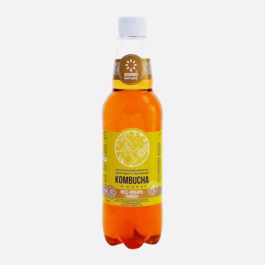 Напиток Kombucha Immuno натуральный природного брожения Мед-имбирь-лимон 555мл фото 1
