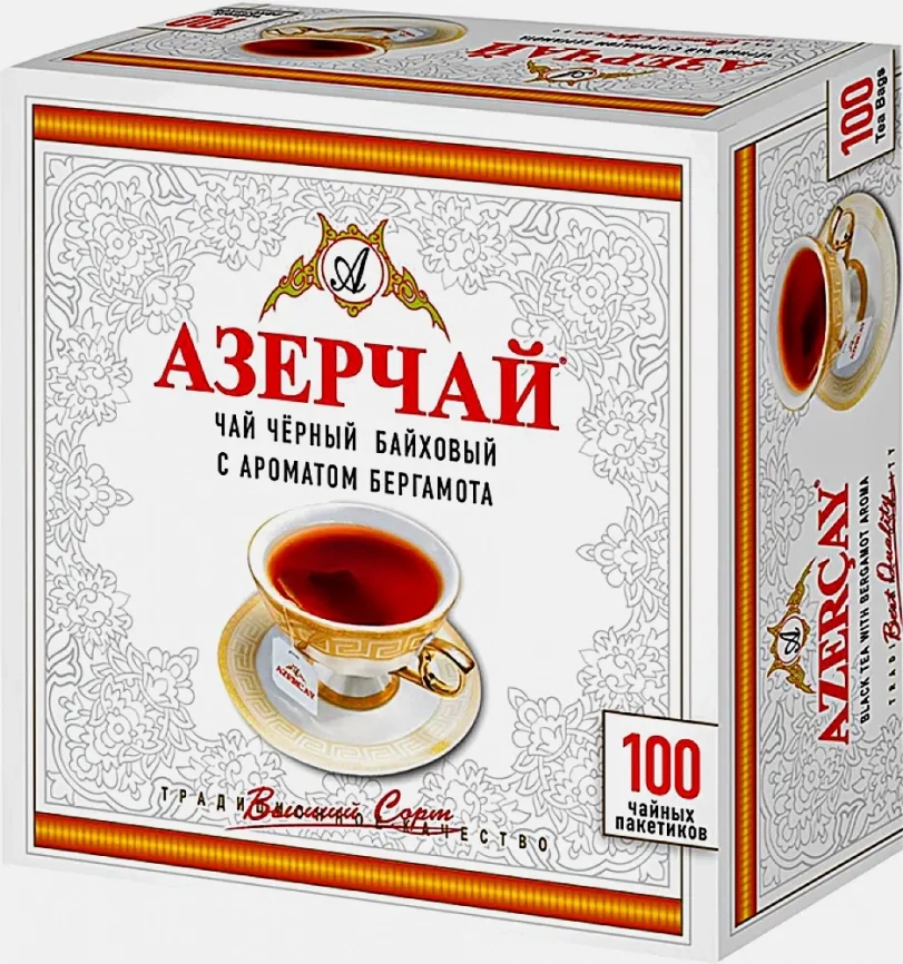 Чай черный Азерчай с ароматом бергамота 100пак 200г фото 1