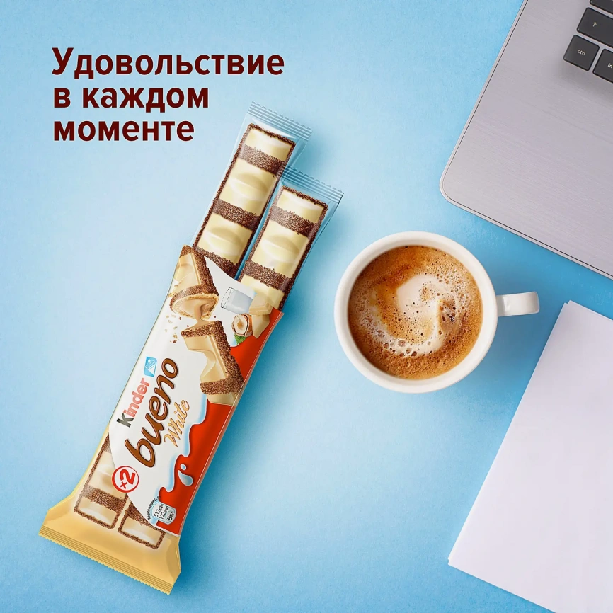 Вафли Bueno White с белым шоколадом и молочно-ореховой начинкой Kinder 39г фото 7