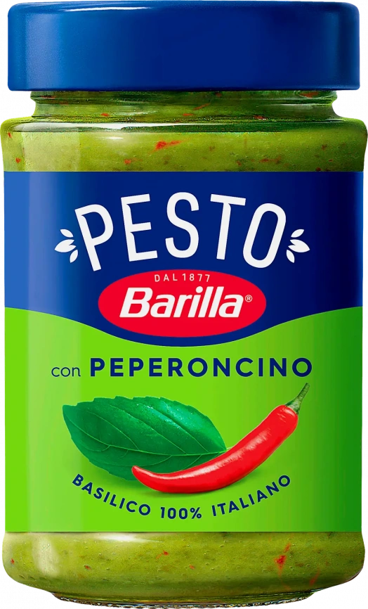 Соус Barilla Песто Пеперончино с базиликом и перцем чили 195г фото 1