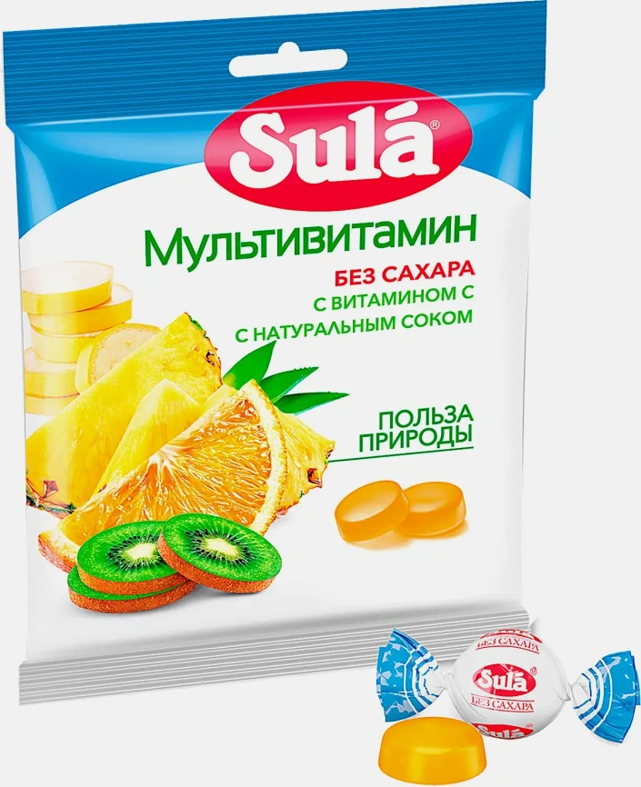 Леденцы без сахара мультивитаминные Sula 60г фото 1