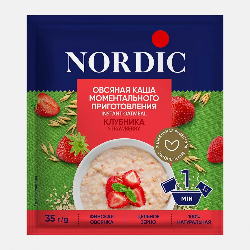 Каша овсяная Клубника Nordic 35г фото 1