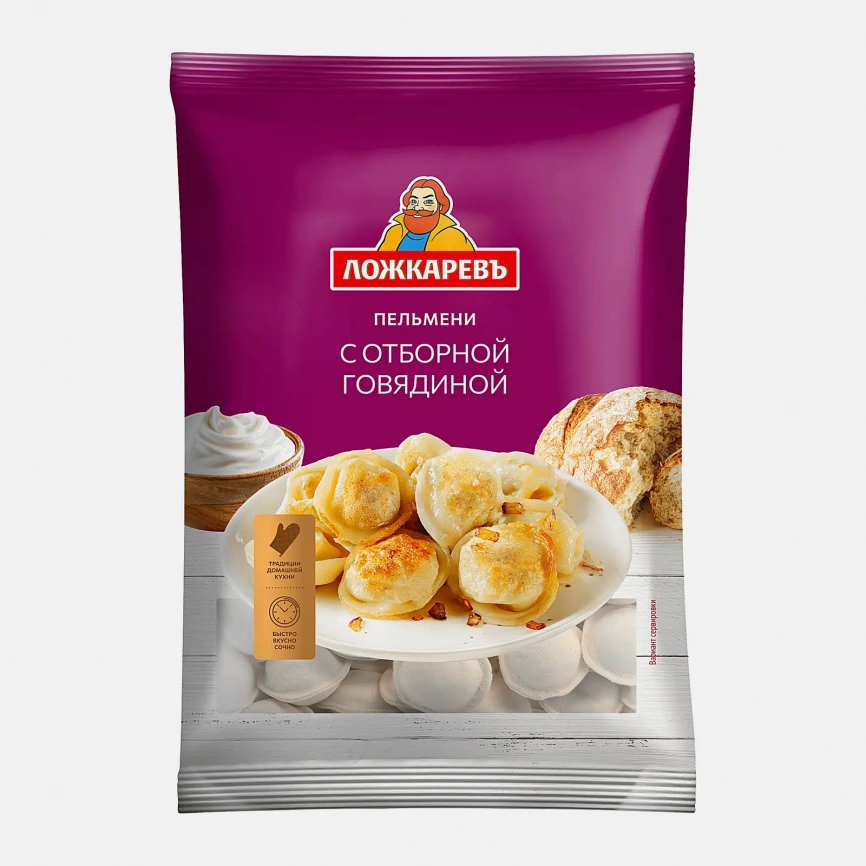 Пельмени с отборной говядиной Ложкаревъ 700г фото 1