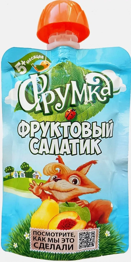 Пюре детское Фрумка фруктовый салатик с 5 месяцев 90г фото 1