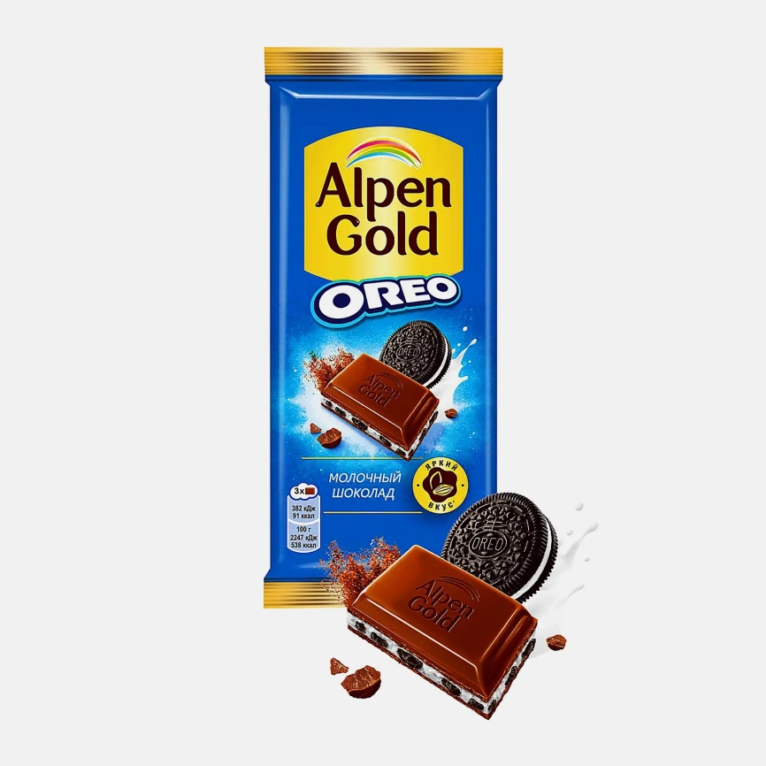 Молочный шоколад с печеньем Oreo Alpen Gold 80г фото 1