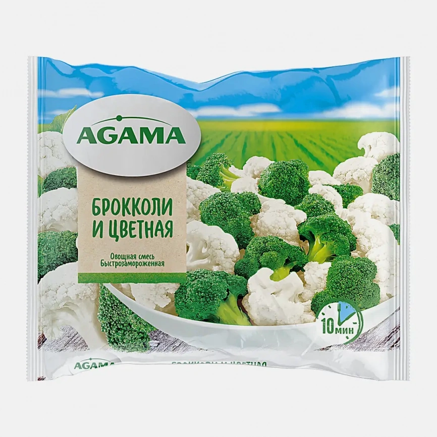 Смесь овощная Agama Брокколи и Цветная капуста быстрозамороженная 400г фото 1