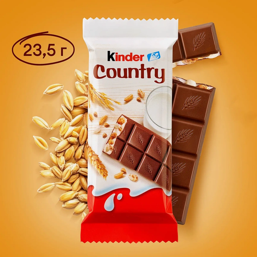 Молочный шоколад Country с молочно-злаковой начинкой Kinder 23.5г фото 2