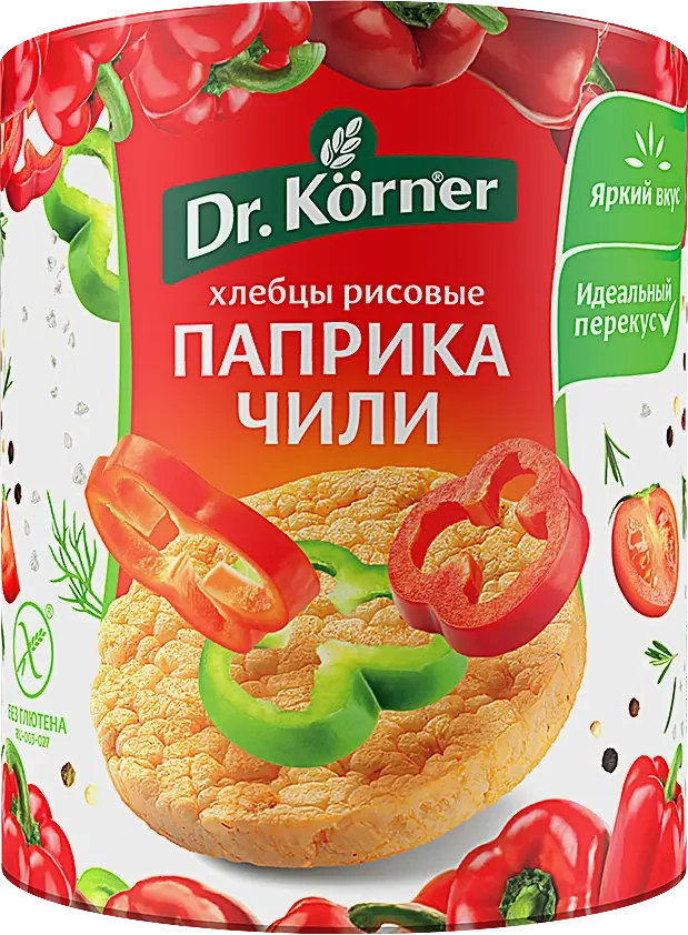 Хлебцы Dr.Korner кукурузно-рисовые с паприкой и чили 50г фото 1