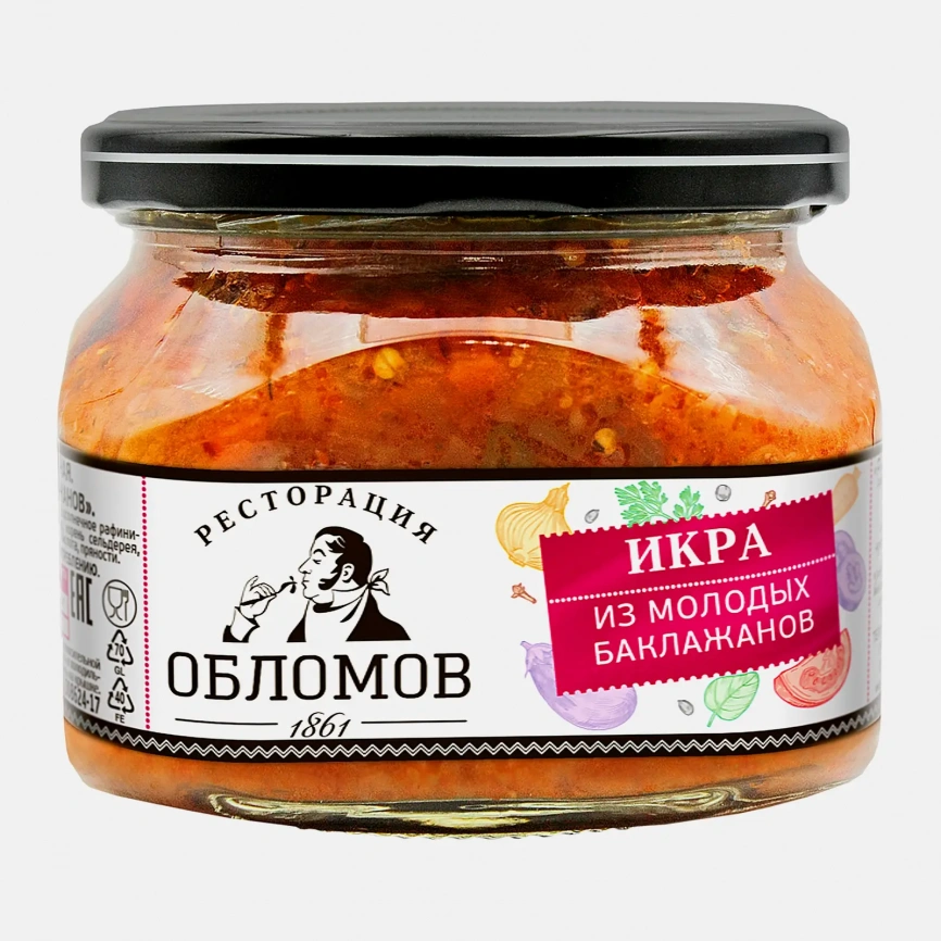Икра из молодых баклажанов Ресторация Обломов 320г фото 1