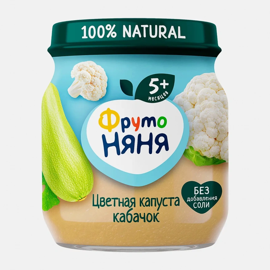 Пюре детское со вкусом Цветная капуста-кабачок с 5 месяцев Фрутоняня 110г фото 1