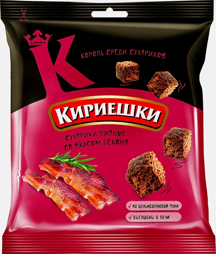 Сухарики ржаные Бекон/Холодец с хреном/Ветчина и сыр Кириешки 40г в ассортименте фото 2