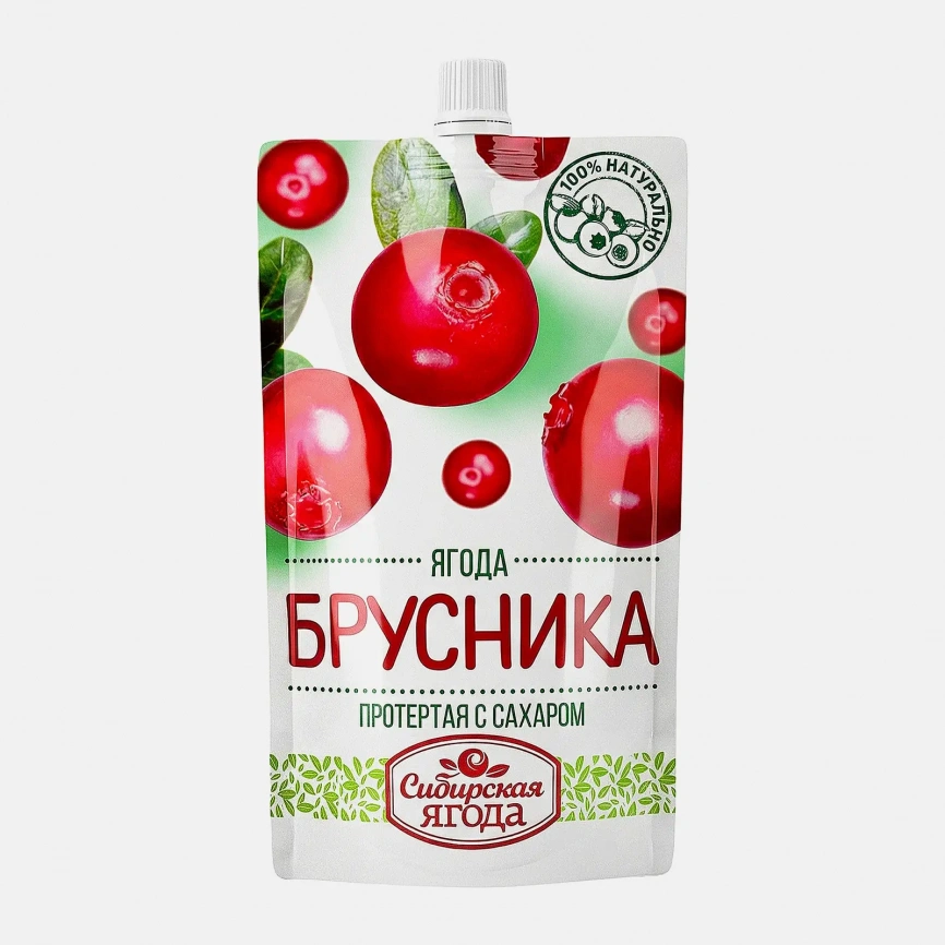 Брусника Сибирская ягода протертая с сахаром 280г фото 1