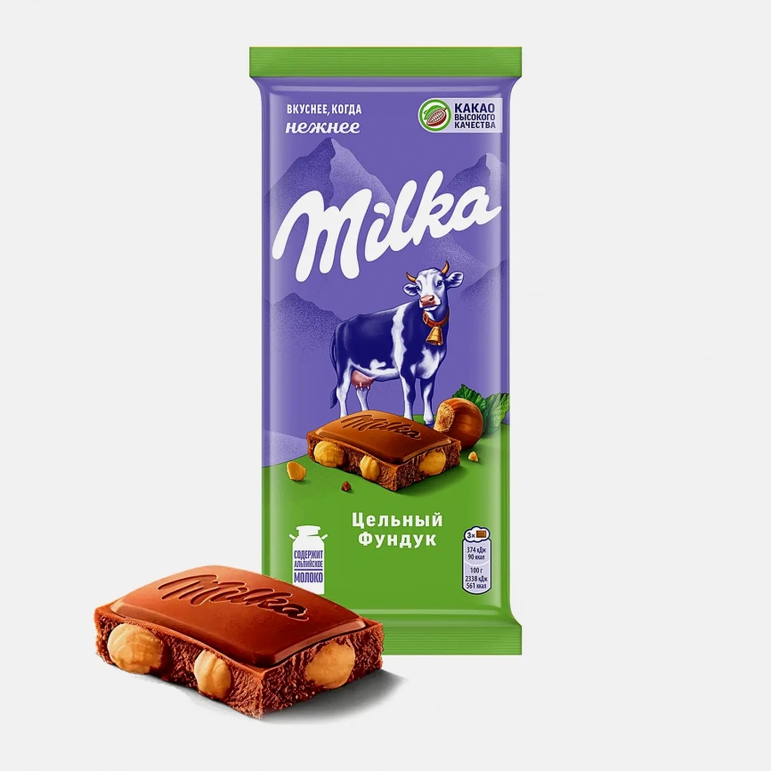 Молочный шоколад с цельным фундуком Milka 80г фото 1