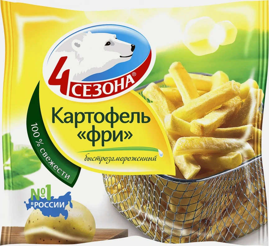 Картофель Фри 4 Сезона быстрозамороженный 900г фото 1