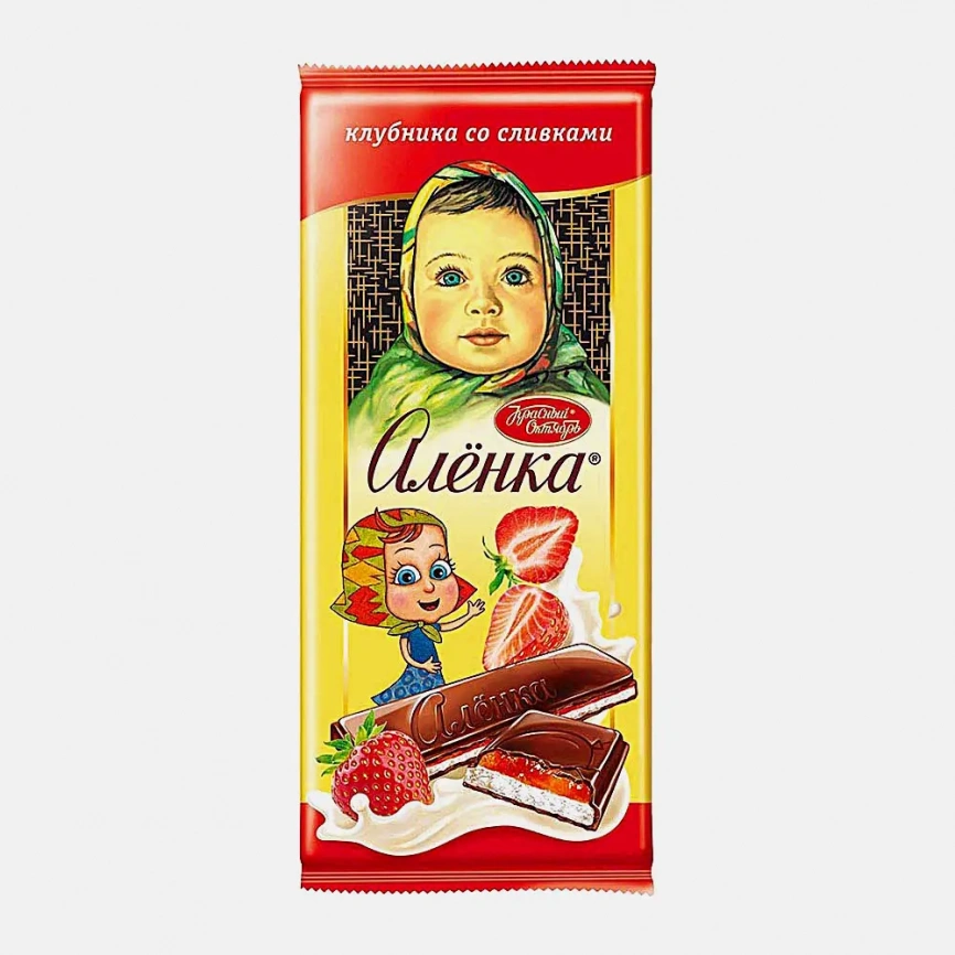 Шоколад Алёнка молочный клубника со сливками 87г фото 1