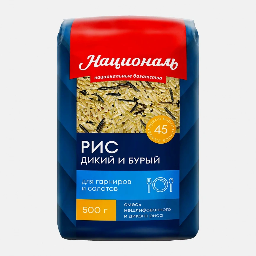 Смесь дикого и бурого риса Националь 500г фото 1