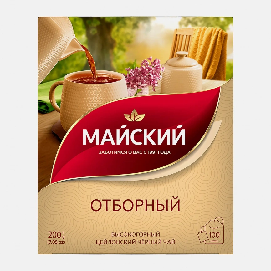 Чай черный Майский Отборный цейлонский 100пак 200г фото 1