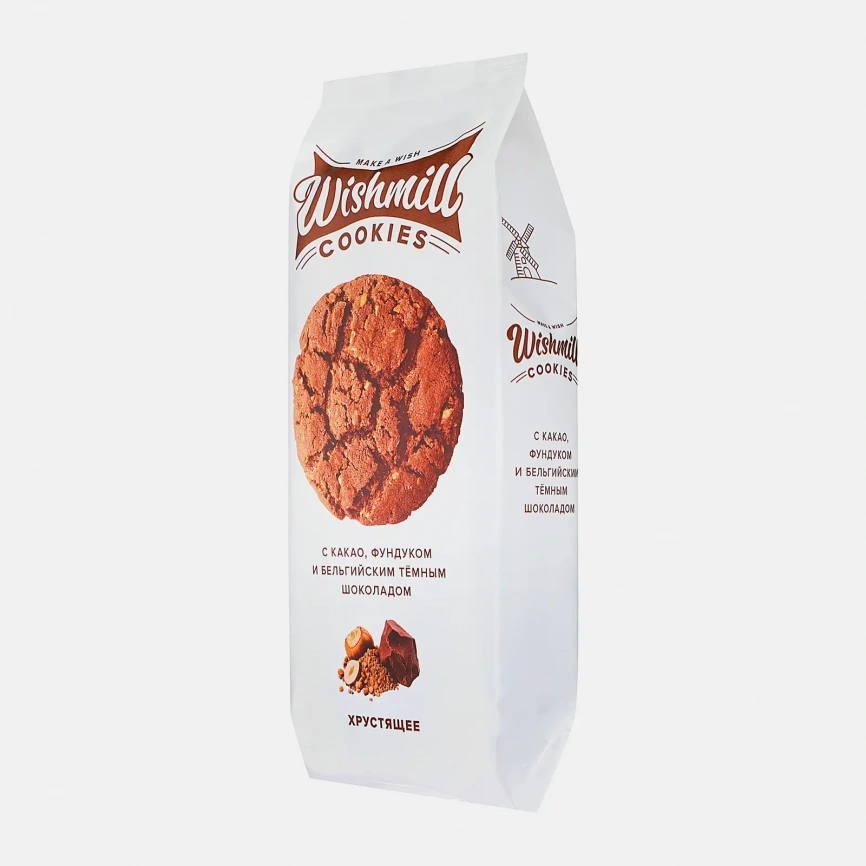 Печенье хрустящее какао фундук темный шоколад Wishmill 180г фото 2