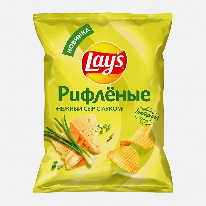 Чипсы рифленые нежный сыр и лук Lays 105г фото 1