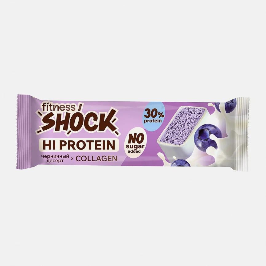 Протеиновый батончик со вкусом Черничный десерт Fitnesshock 40г фото 1