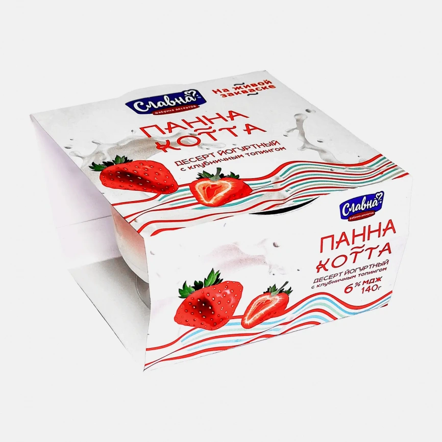 Десерт йогуртный Панна Котта с клубникой Славна 6% 140г фото 1