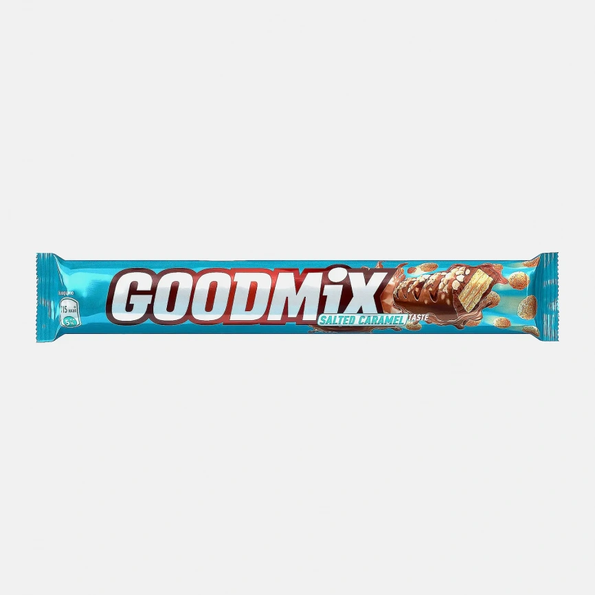 Батончик шоколадный с хрустящей вафлей и соленой карамелью Goodmix 44г фото 2