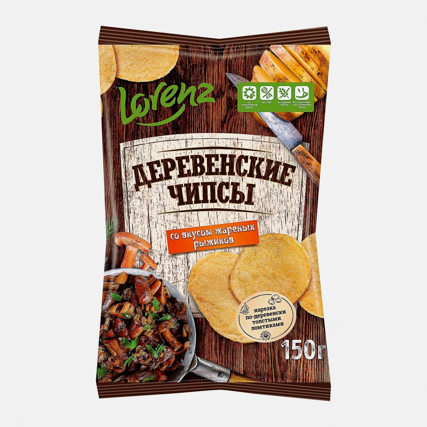 Чипсы Lorenz Деревенские картофельные со вкусом жаренных рыжиков 150г фото 1