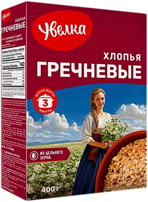 Хлопья Увелка Гречневые 400г фото 1