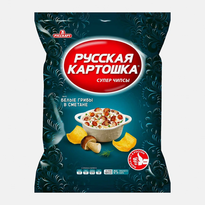 Чипсы Русская картошка картофельные Белые грибы-сметана 105г фото 1