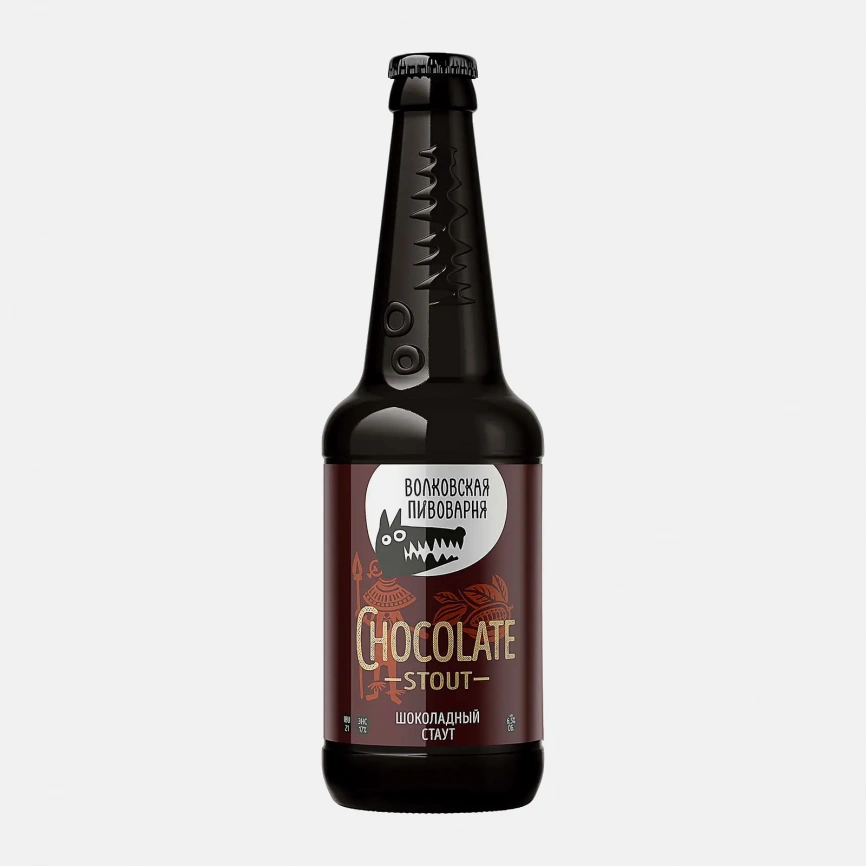 Пивной напиток Волковская пивоварня Chocolate Staut темный осветленный нефильтрованный пастеризованный 6.5% 450мл фото 1