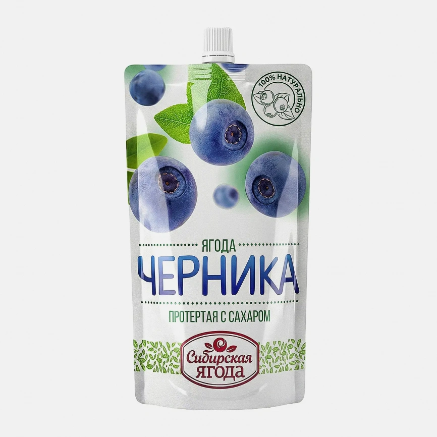 Черника Сибирская Ягода протертая с сахаром 280г фото 1
