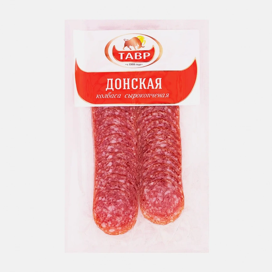 Колбаса Тавр Донская сырокопченая нарезка 90г фото 1