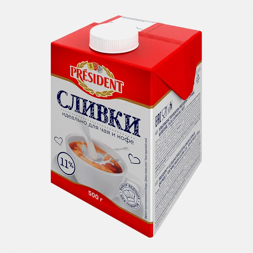 Сливки President ультрапастеризованные 11% 500г фото 4