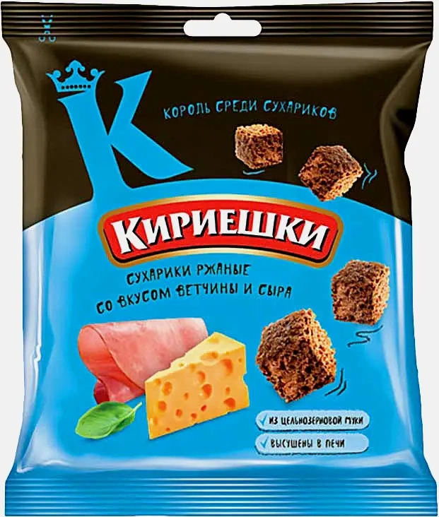 Сухарики ржаные Бекон/Холодец с хреном/Ветчина и сыр Кириешки 40г в ассортименте фото 1