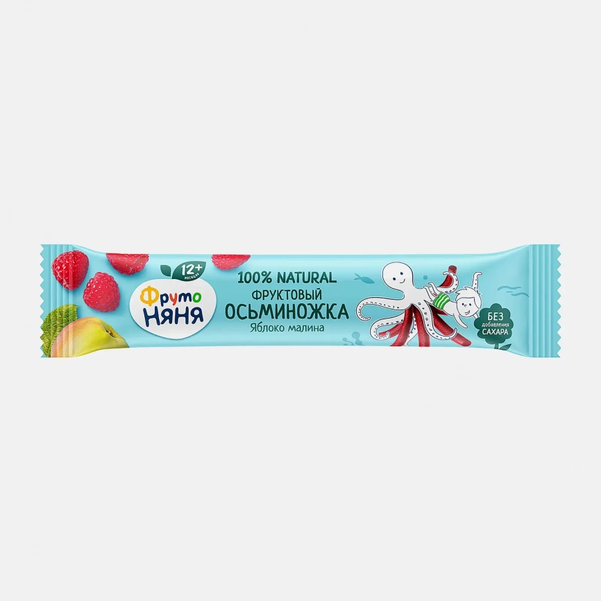 Фруктовые кусочки-осьминожки из яблока и малины Фрутоняня 16г фото 1